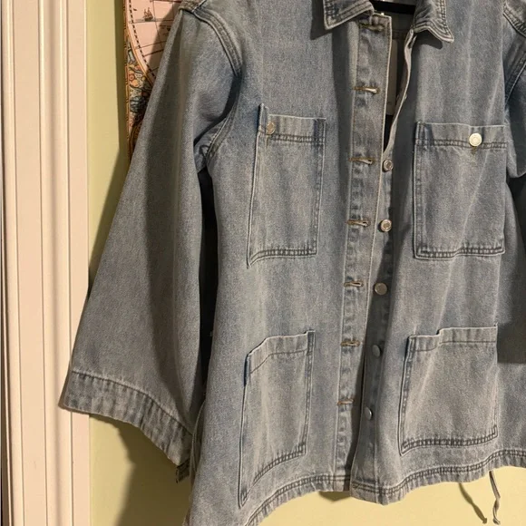 Side Tie Jean Chore Jacket - Picture 7 of 11